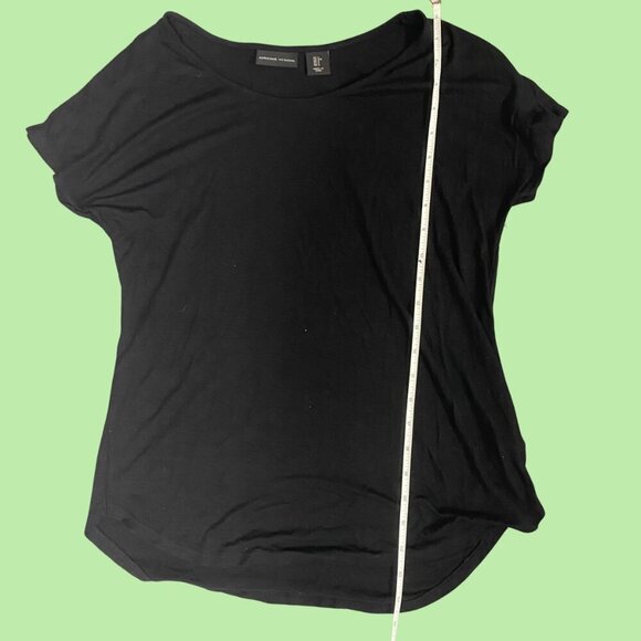 Adrienne Vittadini Black Modal Stretch Scoop Neck Tee | Size S - Picture 3 of 7